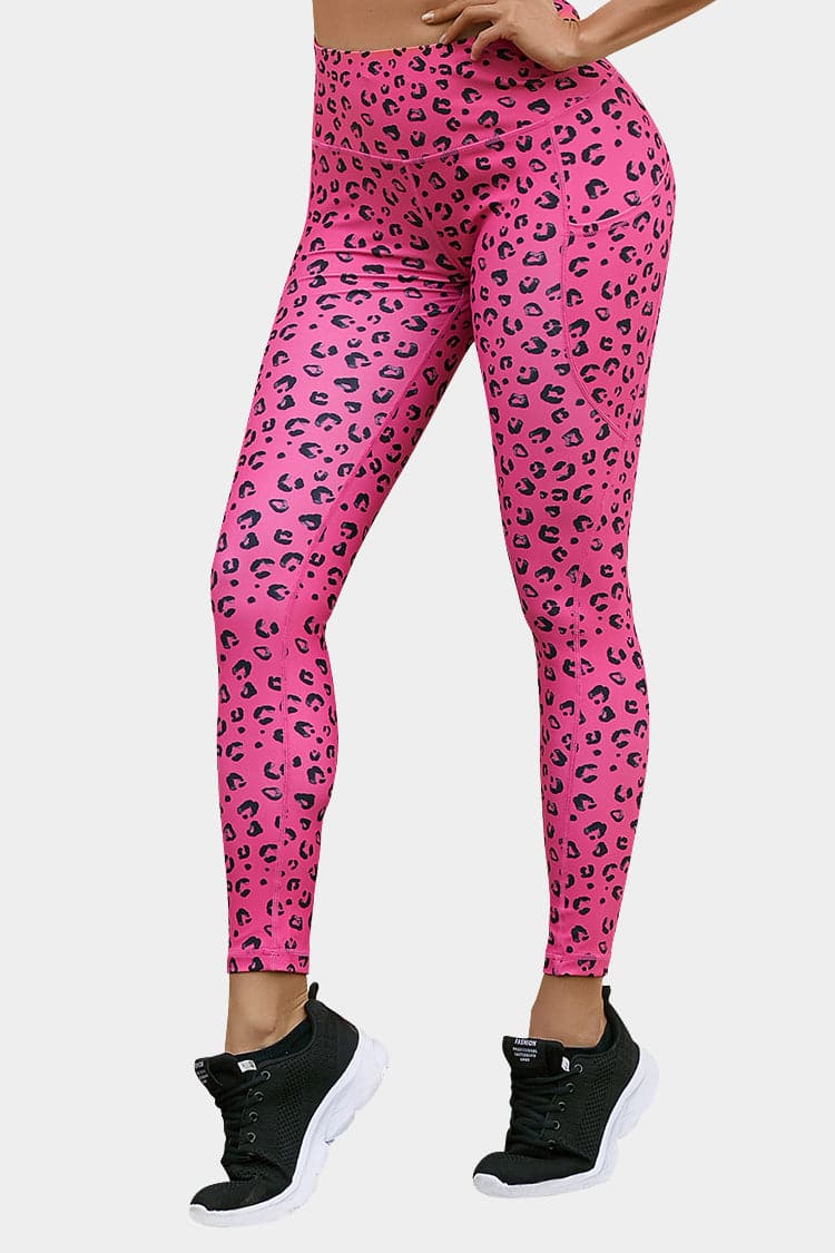 Vutru High-Waist Leopard Leggings - XS / Pink