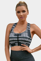 Vutru Shockproof Printed Zip Sports Bra