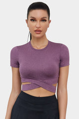Vutru Ribbed Front Cut-out Short Sleeves