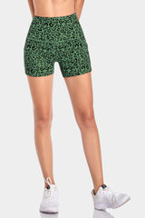 Vutru High-Waist Green Leopard Yoga Shorts VUTRU