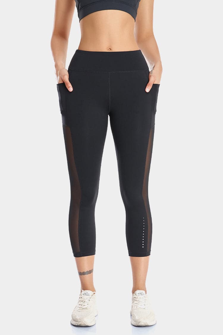 Vutru High-Waist Mesh Panelled Capri Leggings VUTRU