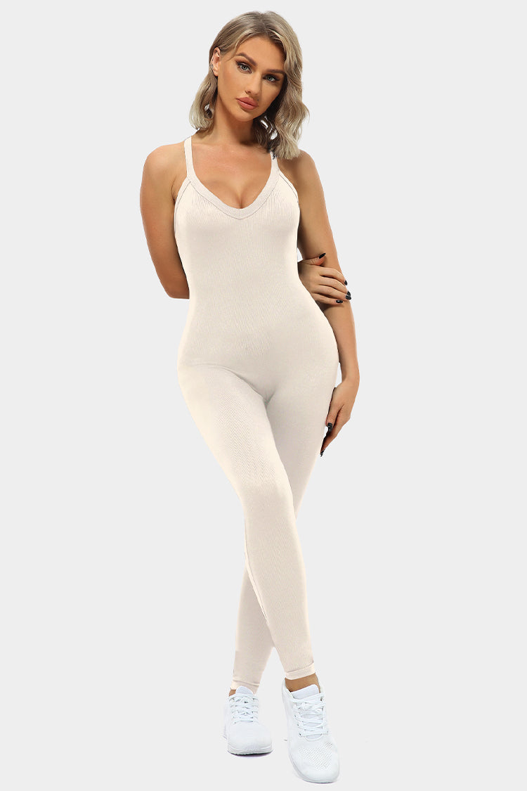 Vutru White Ribbed Sports Romper VUTRU