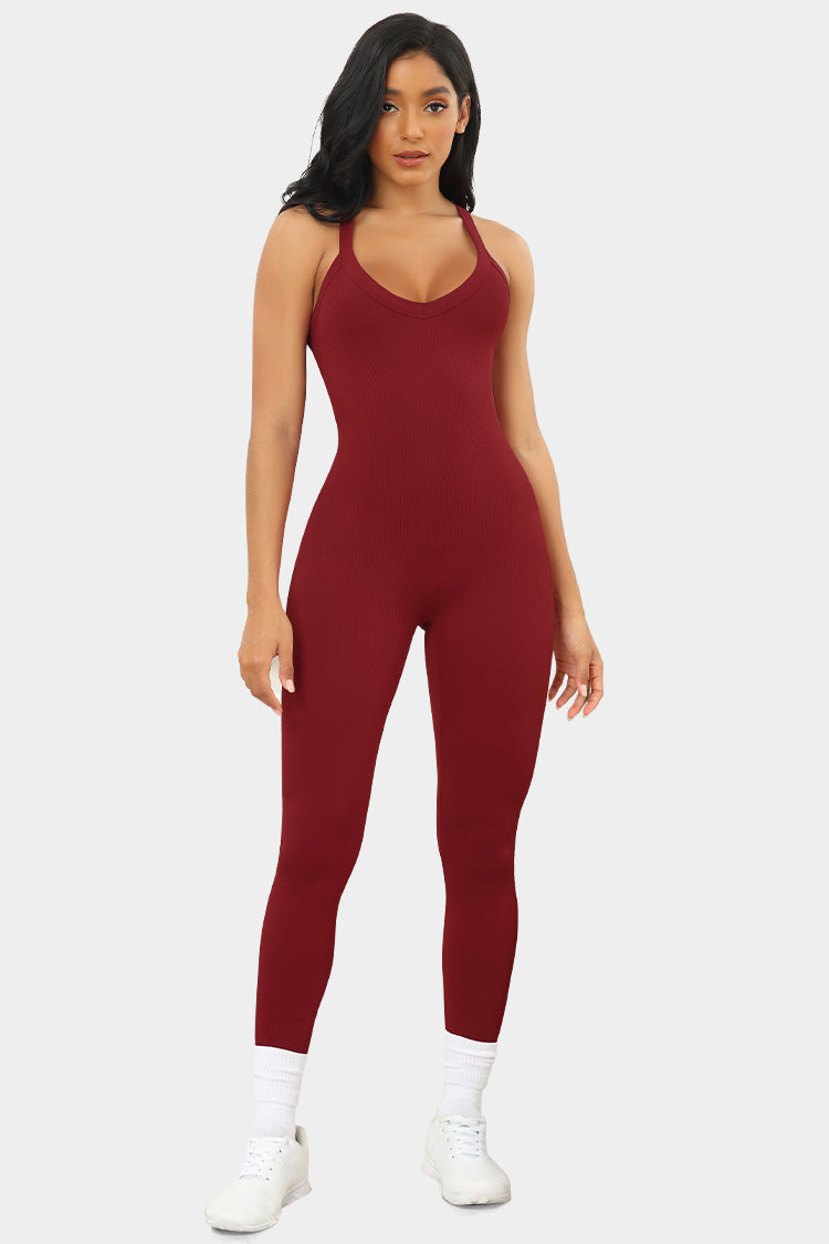 Vutru Red Ribbed Sports Romper VUTRU