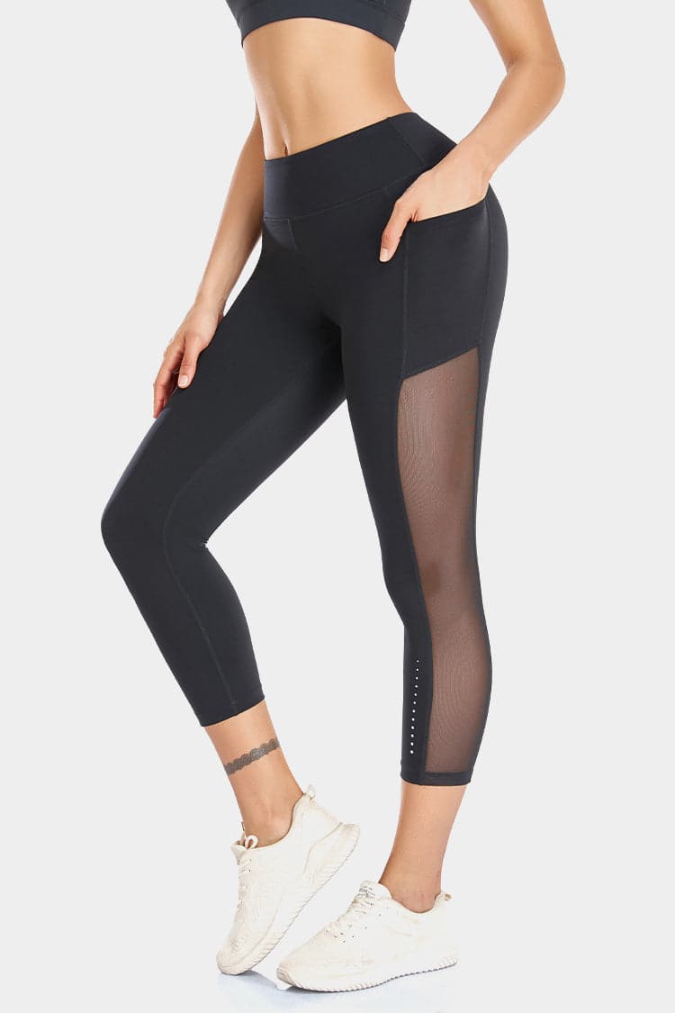 Vutru High-Waist Mesh Panelled Capri Leggings VUTRU