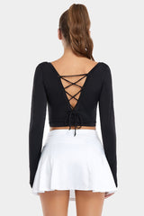 Vutru Lace Up Backless Long Sleeves