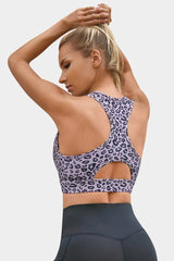 Vutru Racerback Leopard Zip Sports Bra