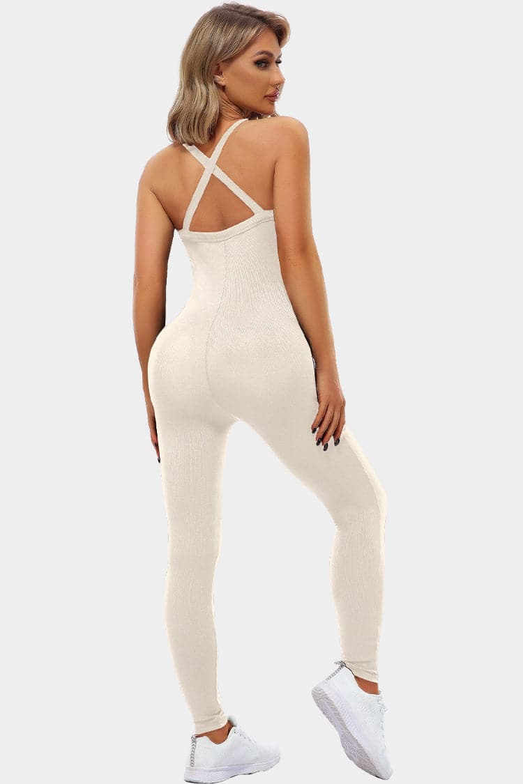 Vutru White Ribbed Sports Romper VUTRU