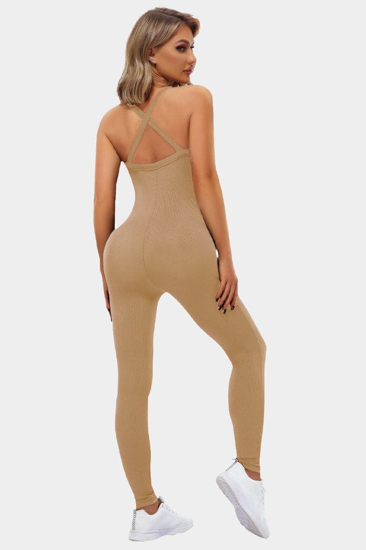 Vutru Khaki Seamless Ribbed Romper VUTRU