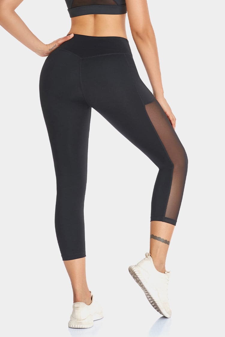 Vutru High-Waist Mesh Panelled Capri Leggings VUTRU