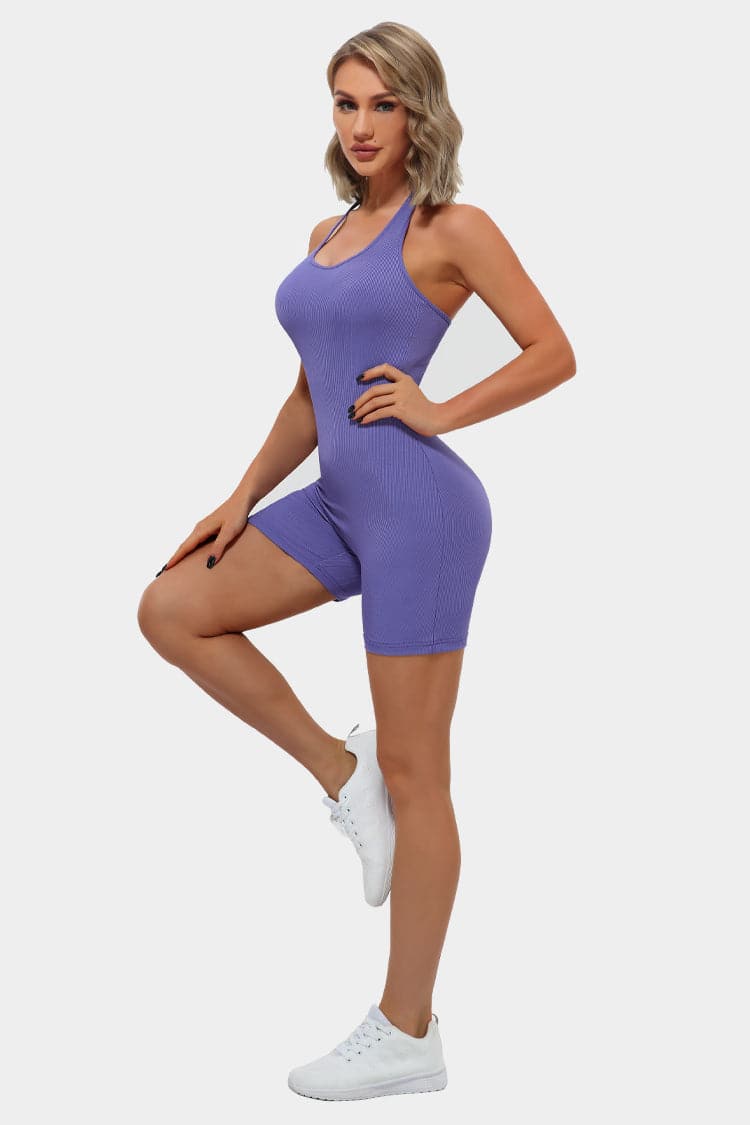 Vutru Rib-knit Halterneck Sports Romper – VUTRU