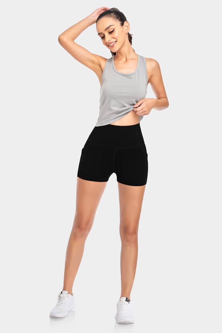 Vutru High-Waist Solid Black Workout Shorts VUTRU