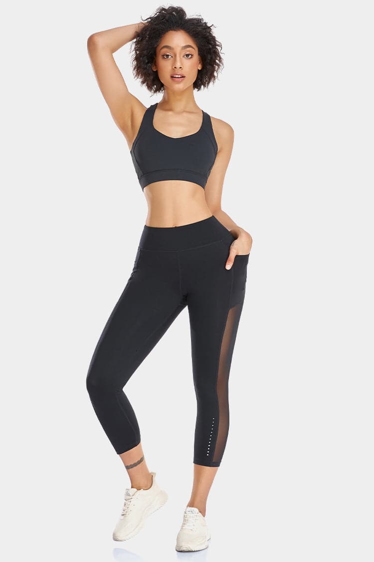 Vutru High-Waist Mesh Panelled Capri Leggings VUTRU