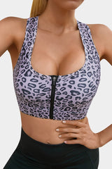 Vutru Racerback Leopard Zip Sports Bra