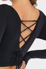 Vutru Lace Up Backless Long Sleeves