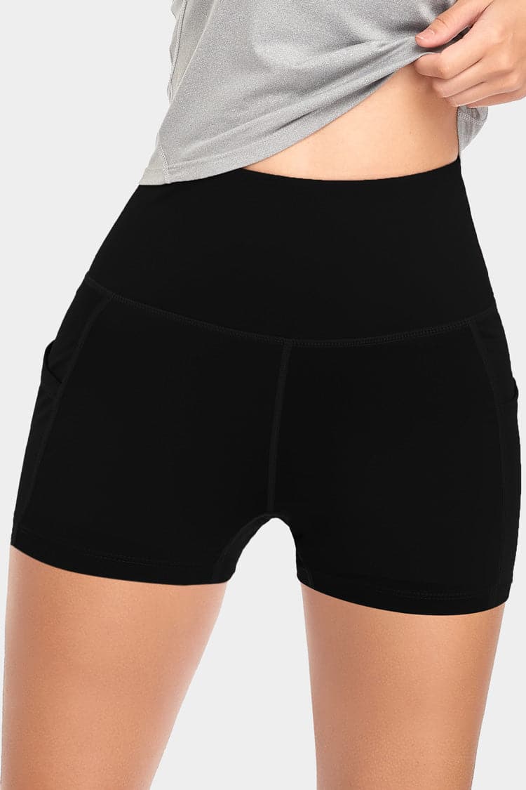 Vutru High-Waist Solid Black Workout Shorts VUTRU