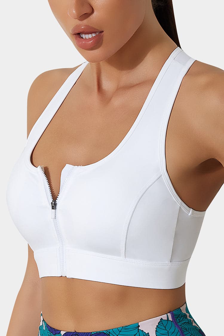 Private Label High Impact Womens Racerback Sports Bra with Zip