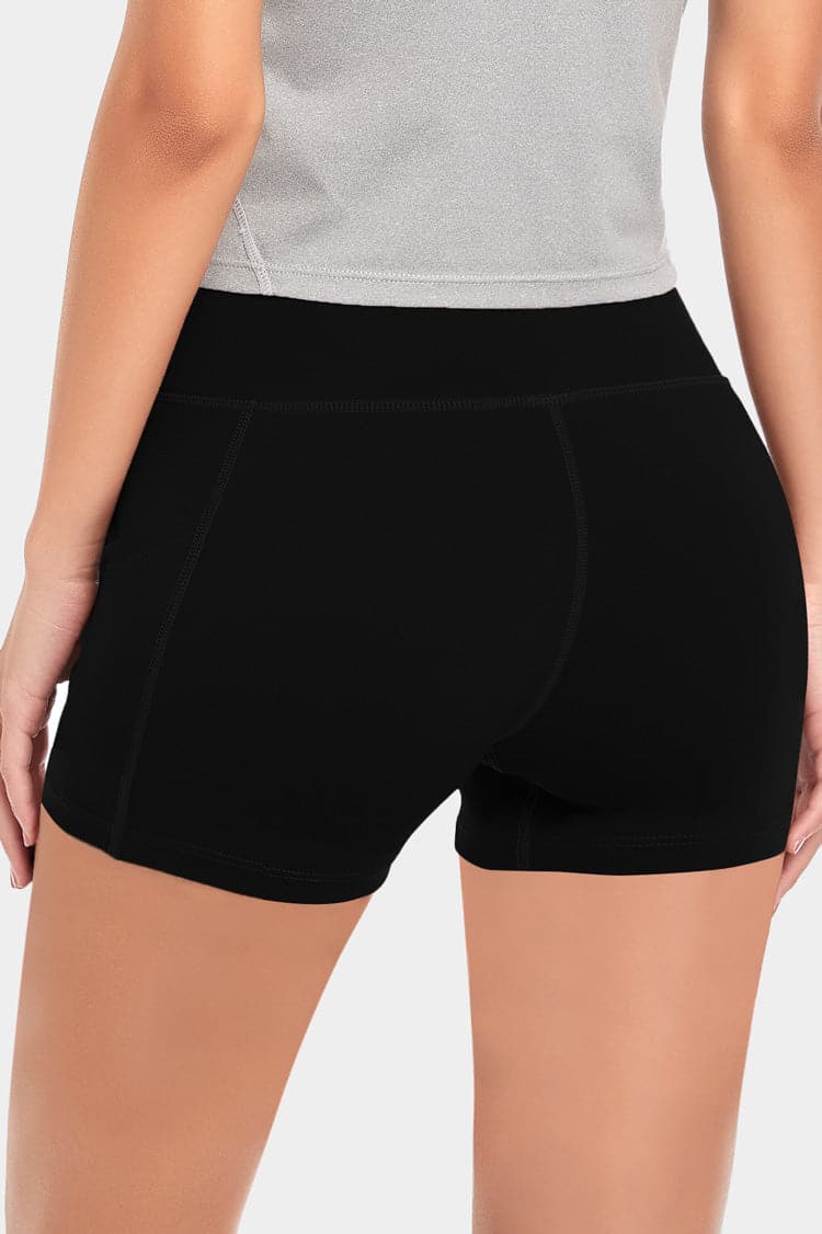 Vutru High-Waist Solid Black Workout Shorts VUTRU